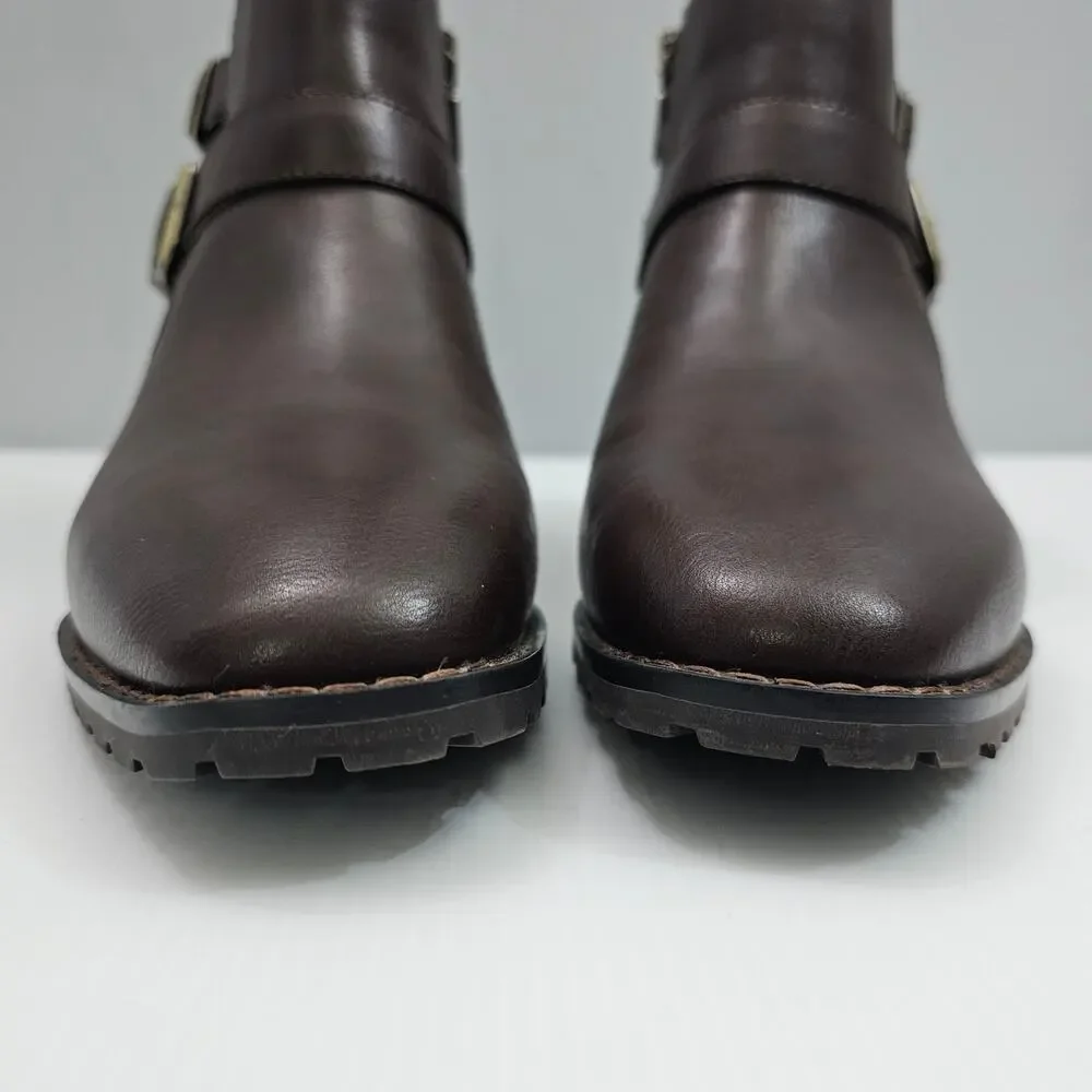Blondo Shantel Moto Ankle Boot Womens 9 Brown Leather Waterproof Western NEW